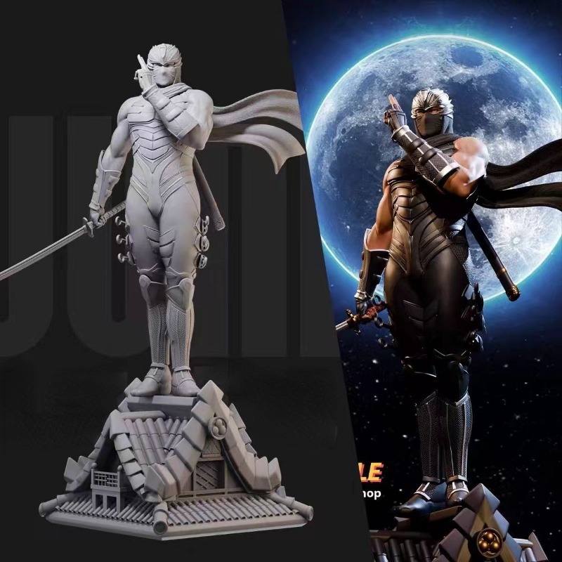 Model Kit Galahad - ชุดโมเดลนินจาเรซินชุดประกอบเสื้อคลุมสีดำขนาดเล็กทำจากเรซินนินจาริวชุดโมเดลที่ประกอบและไม่ได้ทาสีสำหรับ1/24