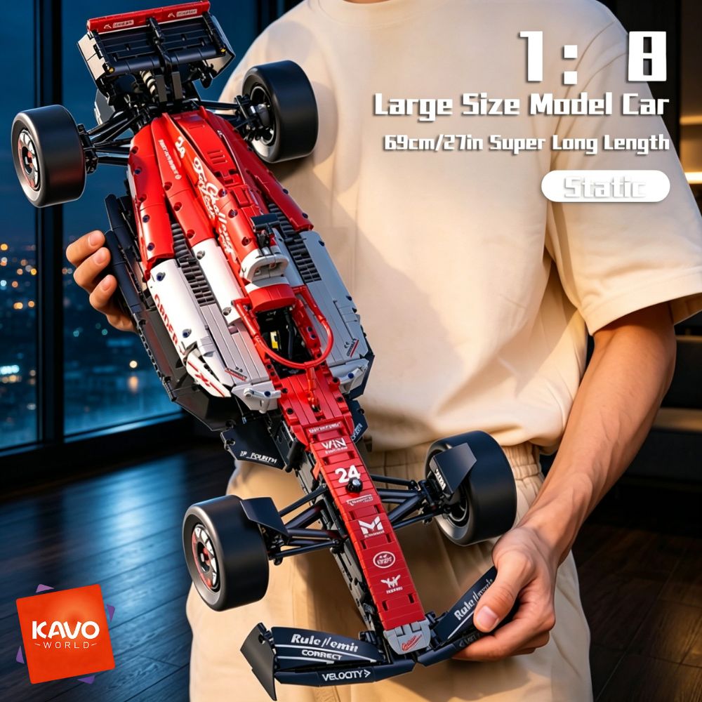 Model Kit Formula 1 - KAVOWORLD ชุดตัวต่อรถสปอร์ตสุดหรูสีแดงขาว รุ่น Formula Red And