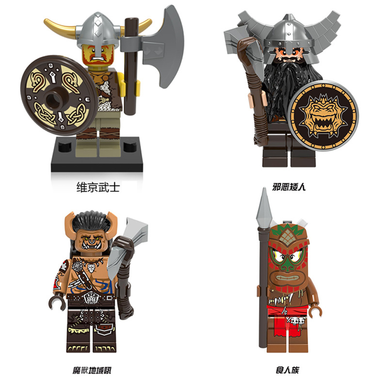 Model Kit Knight - ตัวต่อชุดปราสาทยุคกลาง MOC ซีรีส์อัศวิน ทหาร ออร์ค ฟิกเกอร์นักรบ