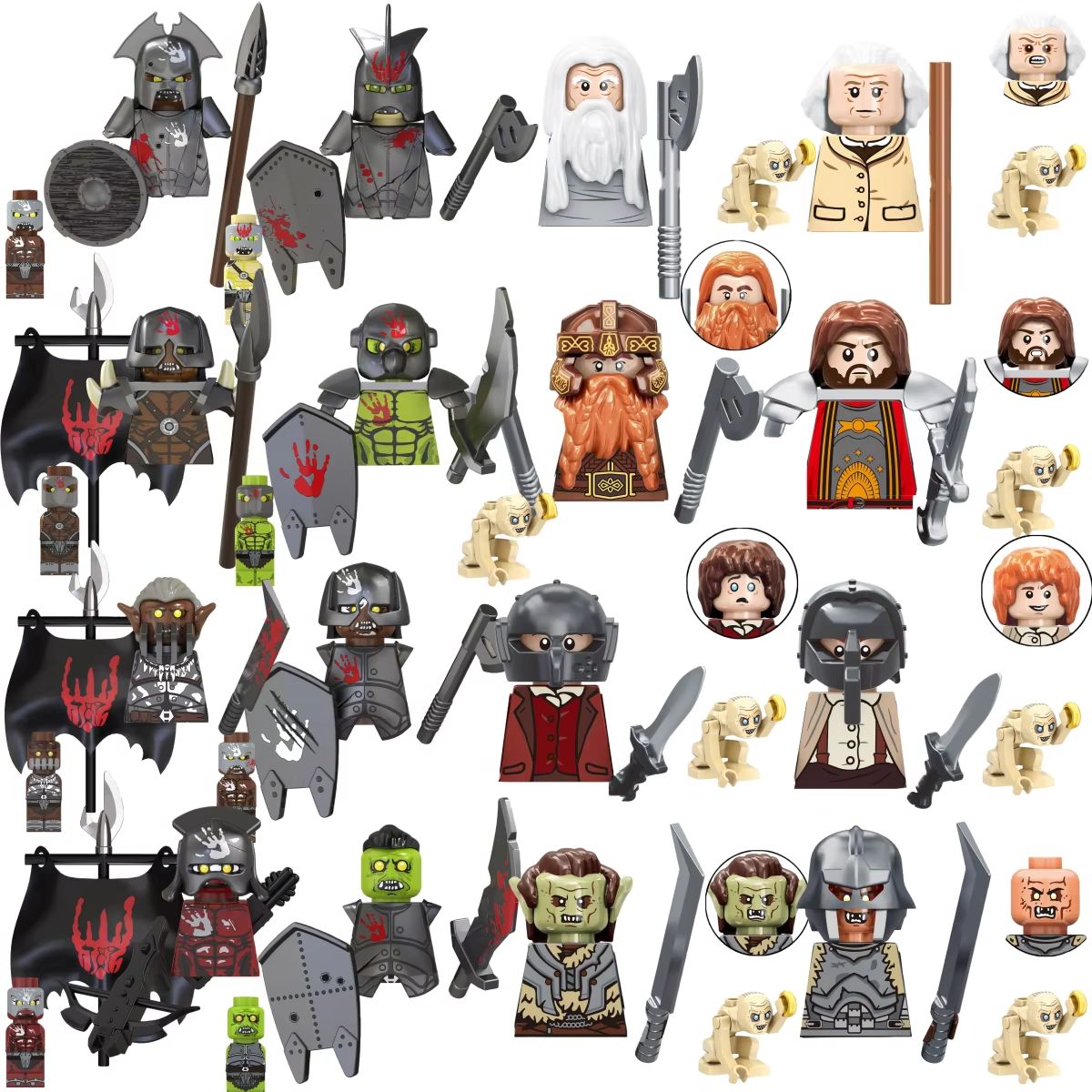 Model Kit Knight - ของเล่นฟิกเกอร์ขนาดเล็กแบบกล่องสุ่ม TV6410 ออร์ค คนแคระ เอลฟ์ อัศวินโรฮัน
