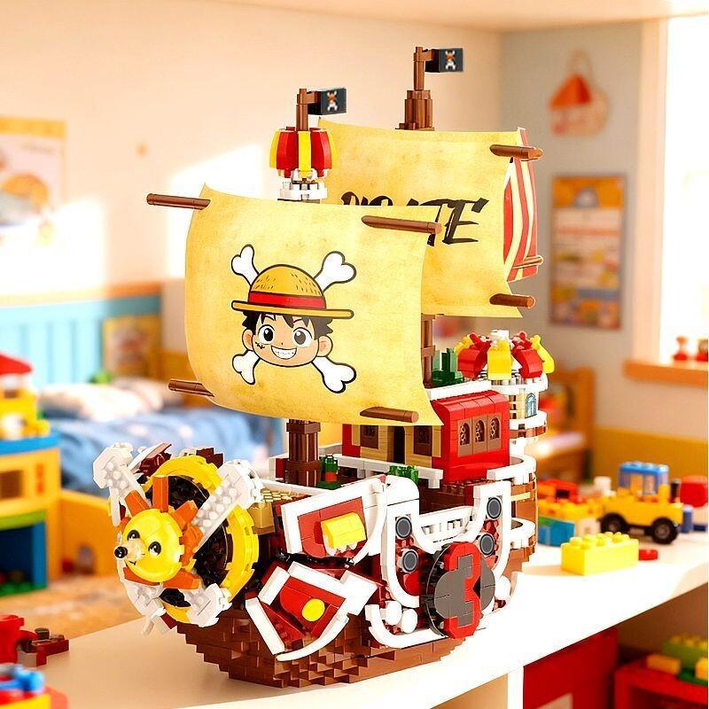 Model Kit One Piece Ship - โมเดลตัวต่อเรือพันซันนี่ วันพีซ มังกี้ ดี ลูฟี่ ชุดของเล่นเรือโจรสลัด